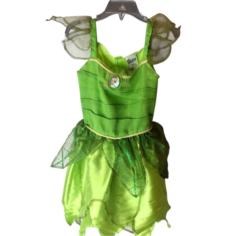 Disney Tinker Bell Lime Green Halloween Costume Dress Girls Small 4-6x NWOT